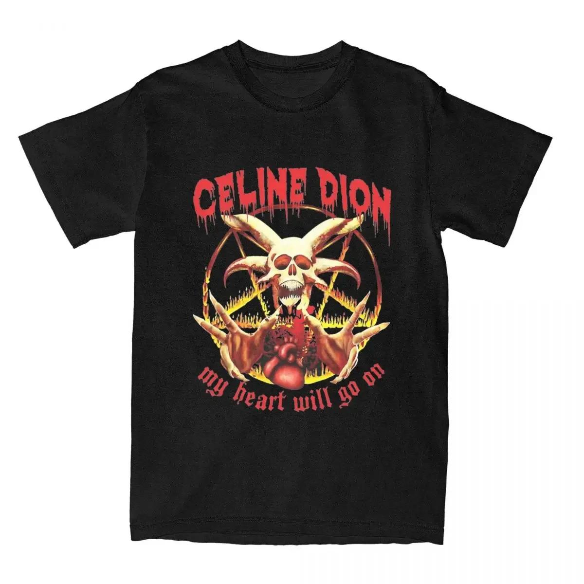 

Celine Dion My Heart Will Go on Metal Personality Street Style T-shirt Cotton Harajuku T-shirt Men s Short Sleeve Print Tops L