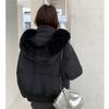 Small Waist Version of Down Cotton Jacket Women's Winter Short White Slim Detachable Fur Collar Jacket