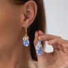 Zinc Zinc Alloy Blue and White Porcelain Earrings Jewelry Accessories Hoop Earrings Ceramic Ear Buckle  Party