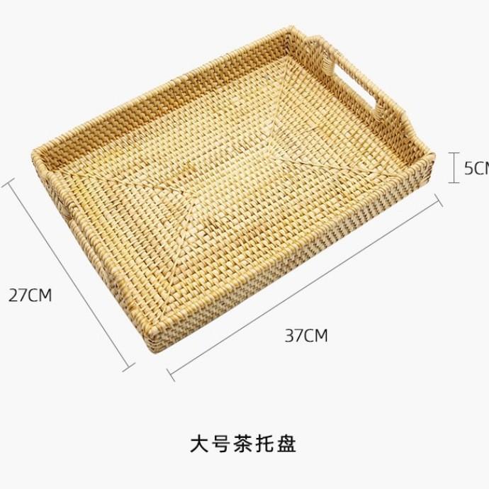 Natural Rattan Storage Baskets Multi-size Plate Tray for Bread Snacks Fruits Picnic Sundries Box Home Desk Decoration