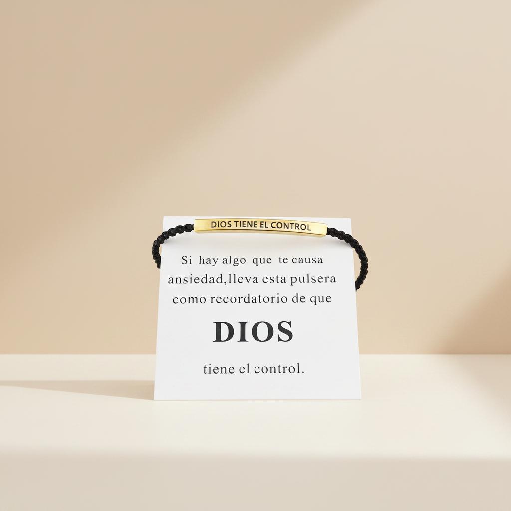 Hot Sale Spanish Dios Tiene El Control Inspirational Bracelet Colorful Braided Rope Bracelet with Encouragement Card