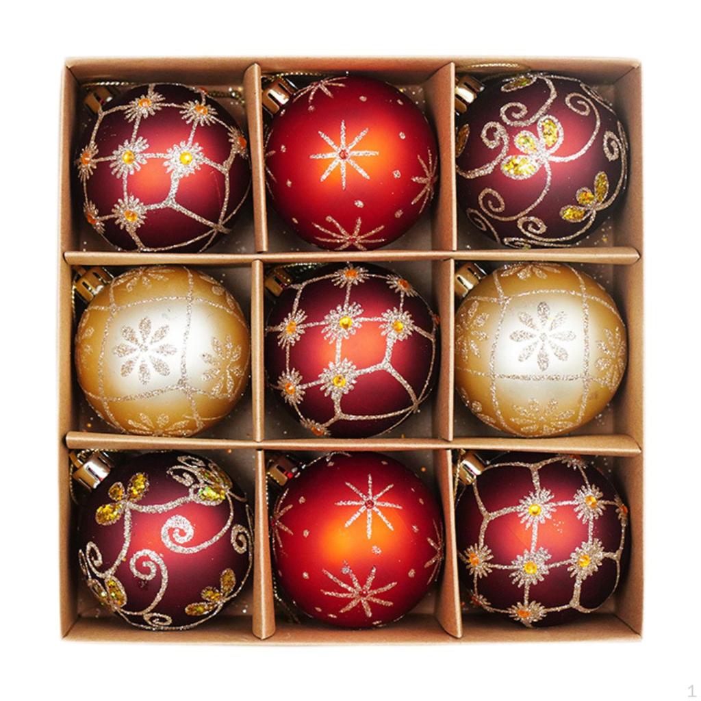 9 Pack 2.3inch Christmas Tree Balls for Holiday Decoration