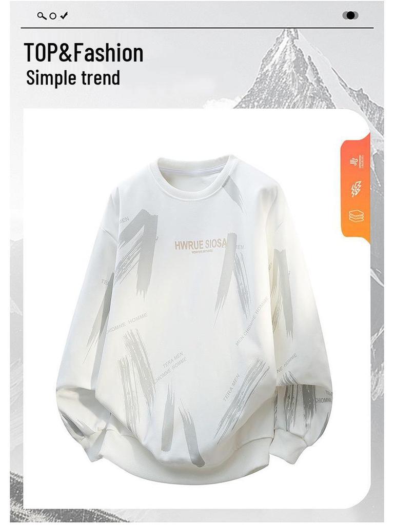 American Trendy Hong Kong-Style Youth Hoodie: Loose, Handsome, Versatile Long Sleeve Casual Round Neck for Spring and Autumn