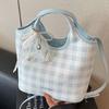 Korean version plaid contrasting color handbag women's 2025 summer new niche design messenger bag simple shoulder bag