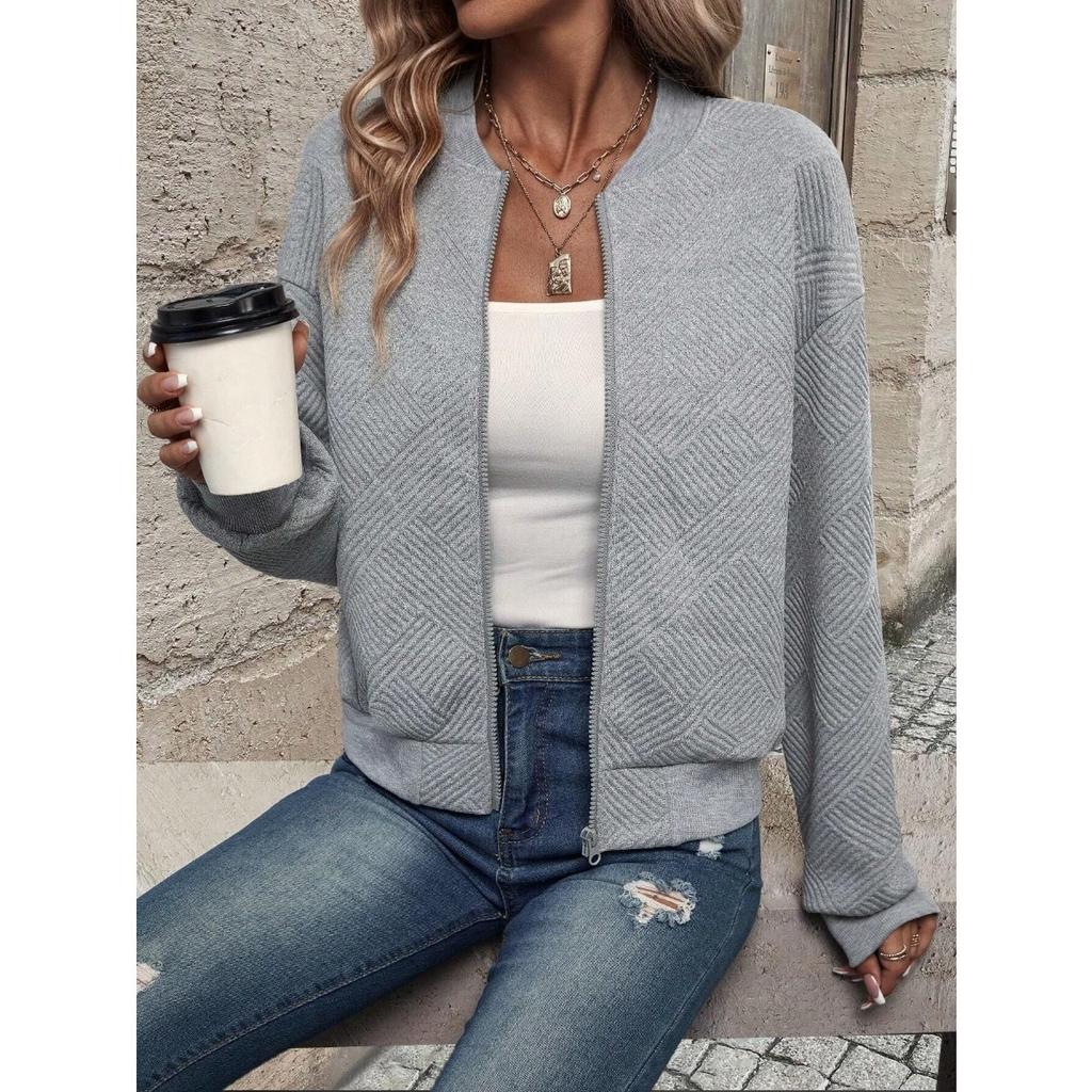 Women's Clothing, Autumn and Winter New Styles, Solid Color, Zipper Jacket, Baseball Collar, Casual Jacket, Women's