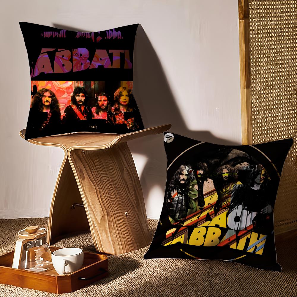 Black S-S-S-Sabbath Band Cushion Cover Pattern Printed Pillowcase For Living Room Sofa Cushion Cover & Bedroom Decor