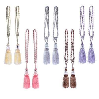 Home Decor 1 Pair Tassel Beaded Tiebacks Window Curtain Fringe Tie