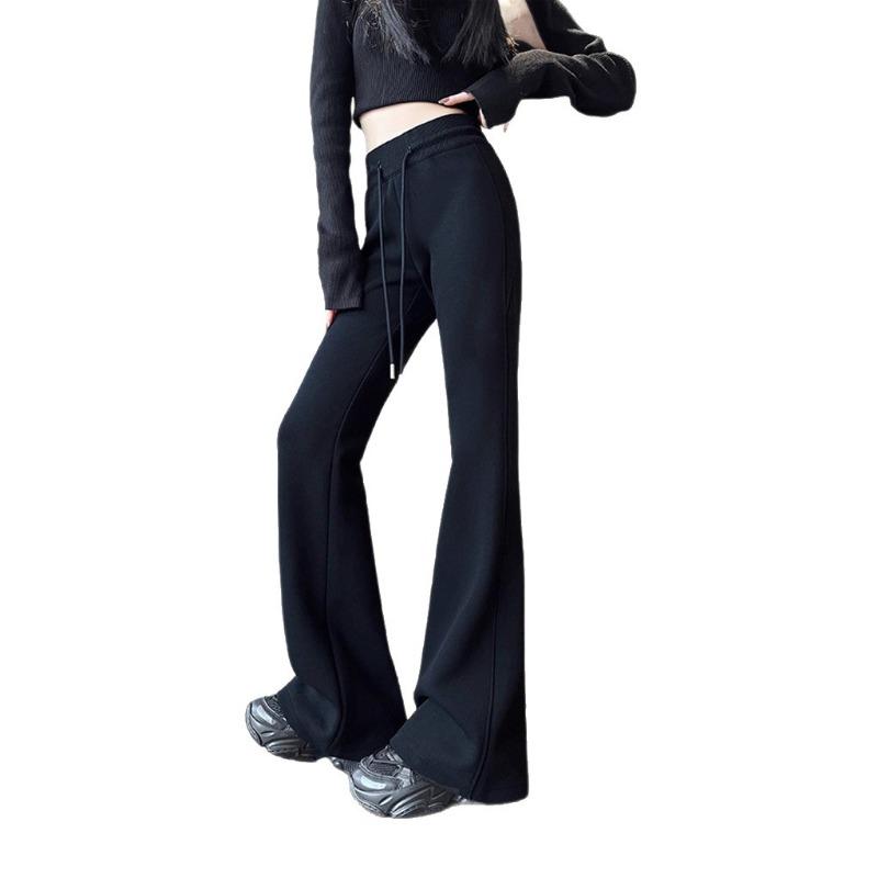 New Early Autumn Micro-flared Casual Pants Women's Horseshoe Trousers Drape Slim and Thin High-waisted Floor Pants