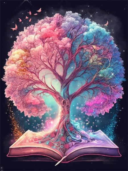 5D Diy Diamond Painting Fantasy Tree Embroidery Mosaic Book Landscape Square Round Home Decor