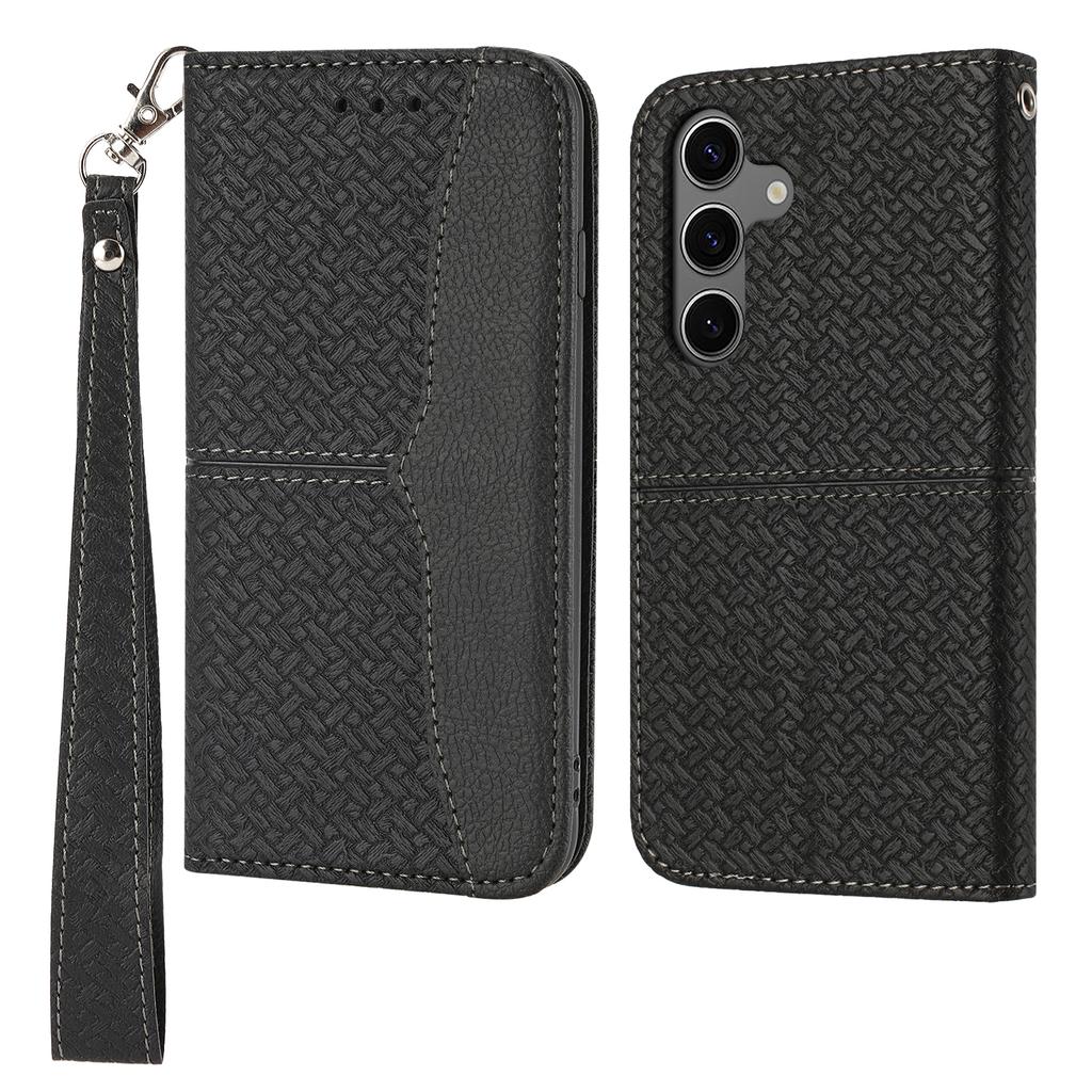 For Samsung Galaxy S25 Case Woven Texture PU Leather Wallet Phone Cover