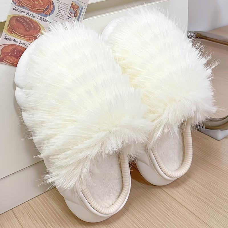 

Plush cotton slippers women s winter home indoor plush warm non-slip cotton towing thick-soled cotton shoes women s winter 36-37 [Suitable for 35-36 feet] білий