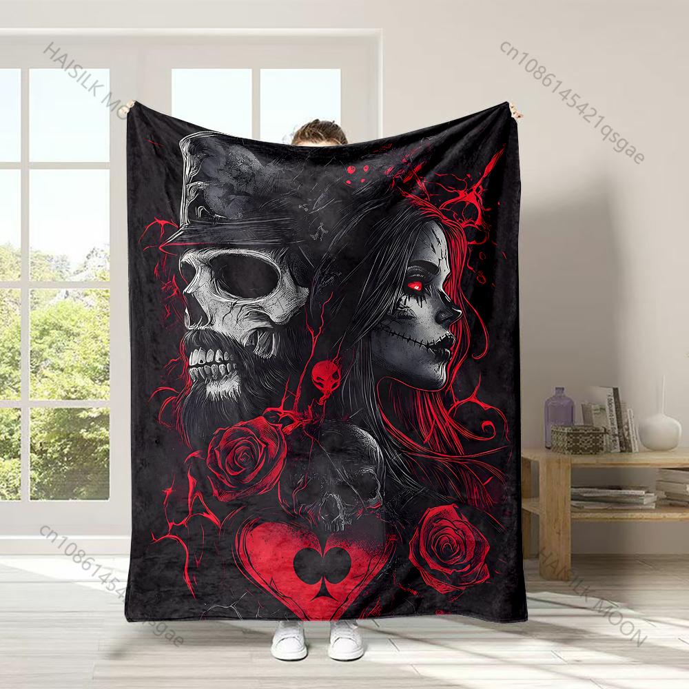 

Skull roses red graffiti style Print Adult Children Warm Blankets Home Travel Car Soft Comfortable Suitable for all seasons 75x100cm