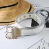 Belt Women'S Air Breathable Mesh Decorative Denim Women'S Belt Square Buckle Belt
