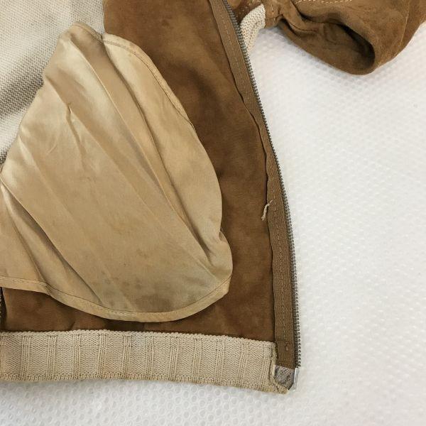 VERSACE CLASSIC Suede Leather Knit Single Riders Jacket Men M Camel(USED)