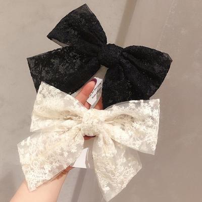 Women's Temperament Top Clip Lace Bowknot Headdress Spring Clip Back Head Hairpin Jewelry