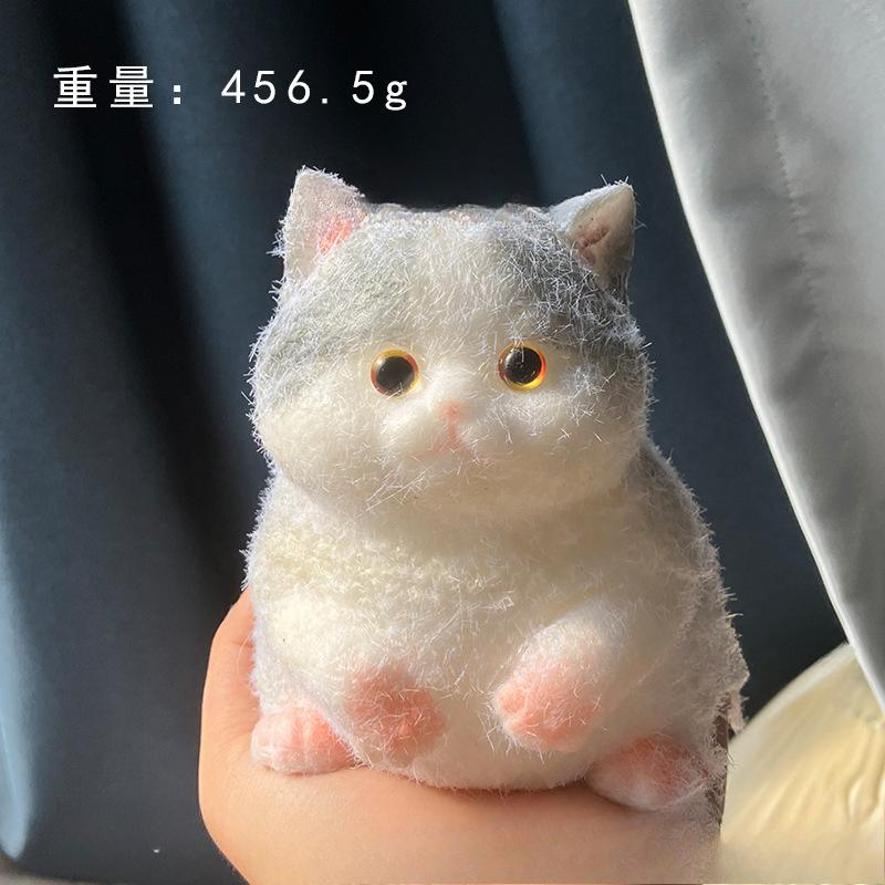 Non-Toxic Cute Big Cat Taba Squishy Silicone Fuzzy Super Big Plush Cat Handmade Kitten Squeeze Toy Mochi Toy Hand Relax Antistress Gift