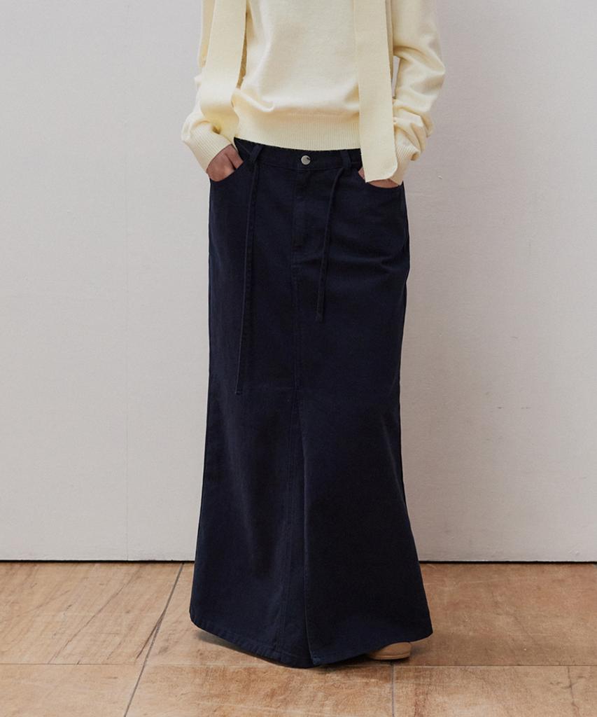 Hane Strap Layer Maxi Skirt_Navy
