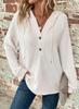 Women's Waffle Knit Hoodie V Neck Button Drawstring Hoodies Casual Long Sleeve Pullover Sweatshirt