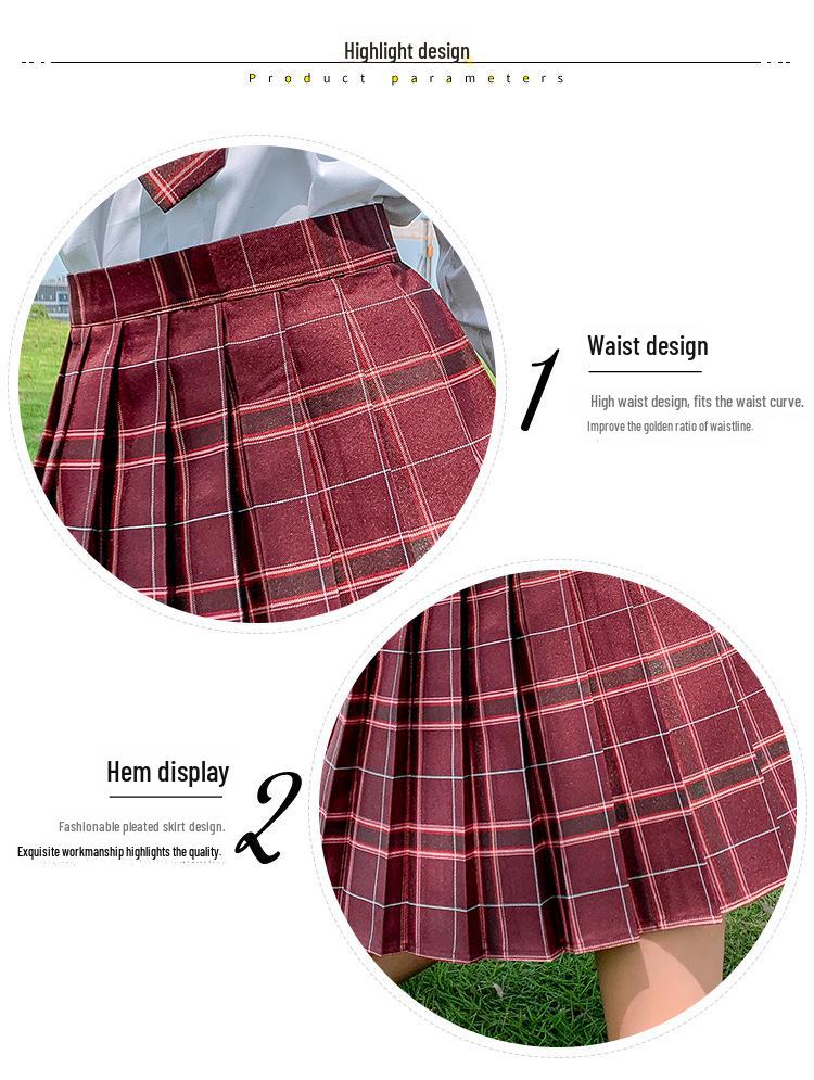Gentle JK Plaid Pleated Skirt - High Waist Japanese School Uniform for Women