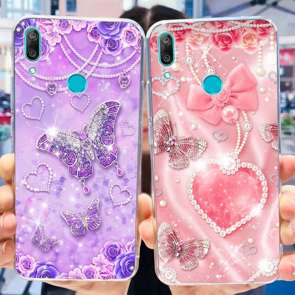For Huawei Y7 2019 Phone Case Huawei Y7 Prime Pro (2019) DUB-LX1 LX2 LX3 Cute Panda Flower Pattern Soft Silicone TPU Cases