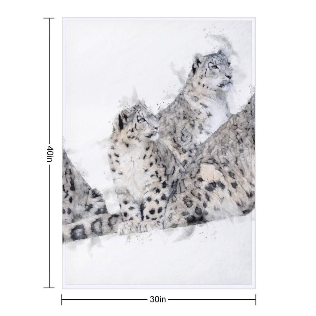 Schneeleopard Aquarell Kunstwerk Tagesdecke Luxusmarke Weihnachtsgeschenke Bettdecke Designer Decken