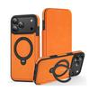 Magnetic Close Leather Flip Cover Case for iPhone 17 Pro Max Air 16 15 14 13 12 11 Wireless Charging 360-degree Rotating Bracket