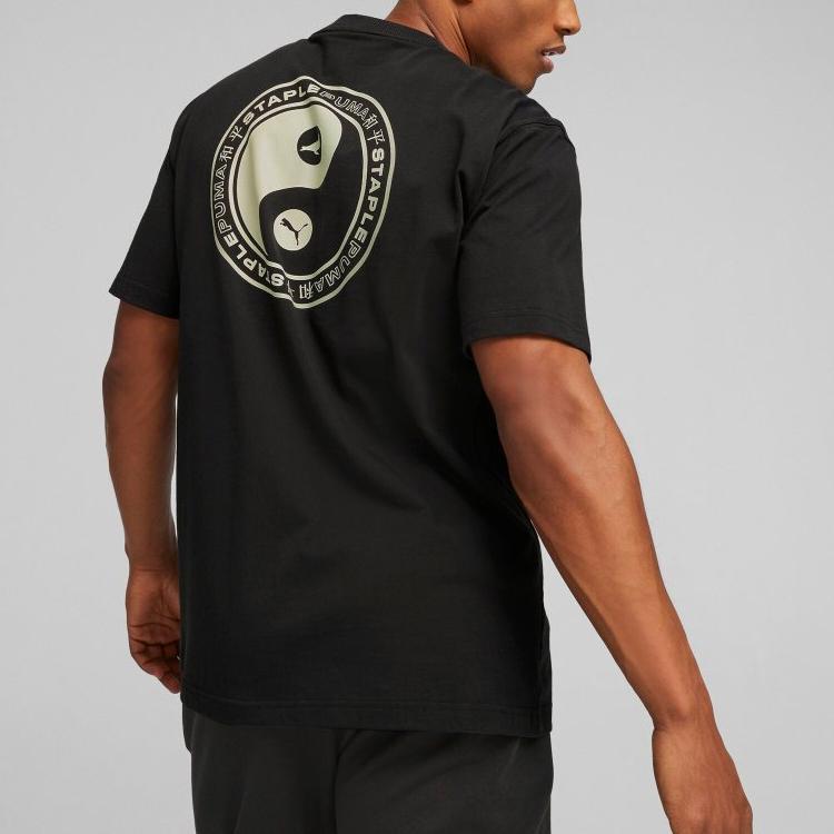 Puma X Staple Kollaboration American Vintage Regular Fit Tai Chi Print Rundhals Kurzarm T-Shirt Unisex Oberteile Schwarz 620702-01