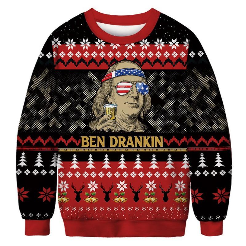 Men's Autumn and Winter Christmas 3D Printed Crew Neck Is Fashionable, Versatile and Comfortable Hoodies & Sweatshirts (men’s)