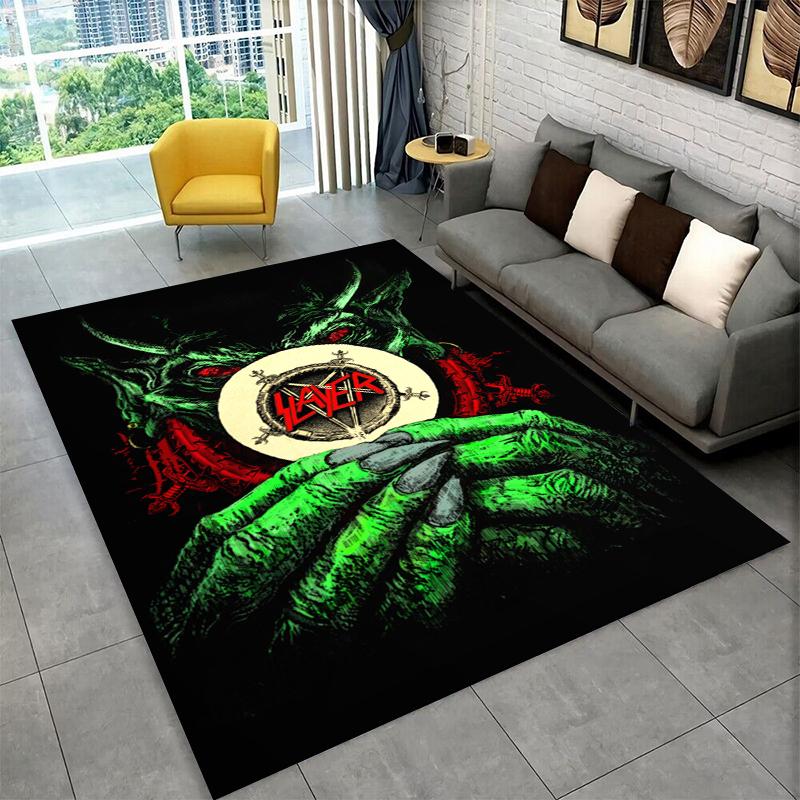 

Retro Slayer Heavy Metal Rcck Band Sign Carpet Rug for Bedroom Living Room Sofa Doormat Home Decor,Kid Game Area Rug Non-slip 40x60cm