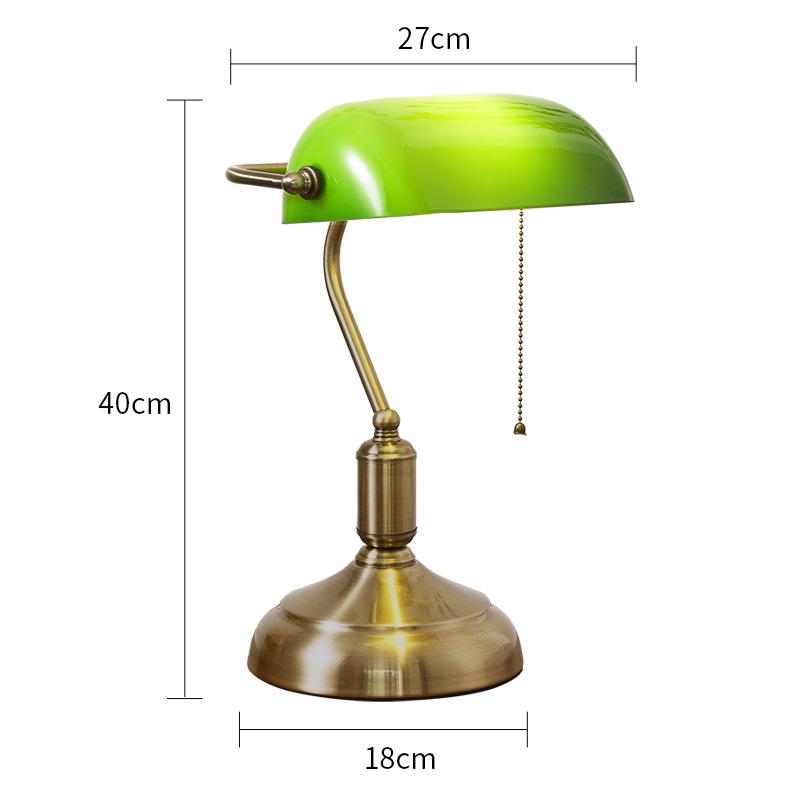 Vintage Green Glass Shade Desk Lamp - Retro Republic of China Style