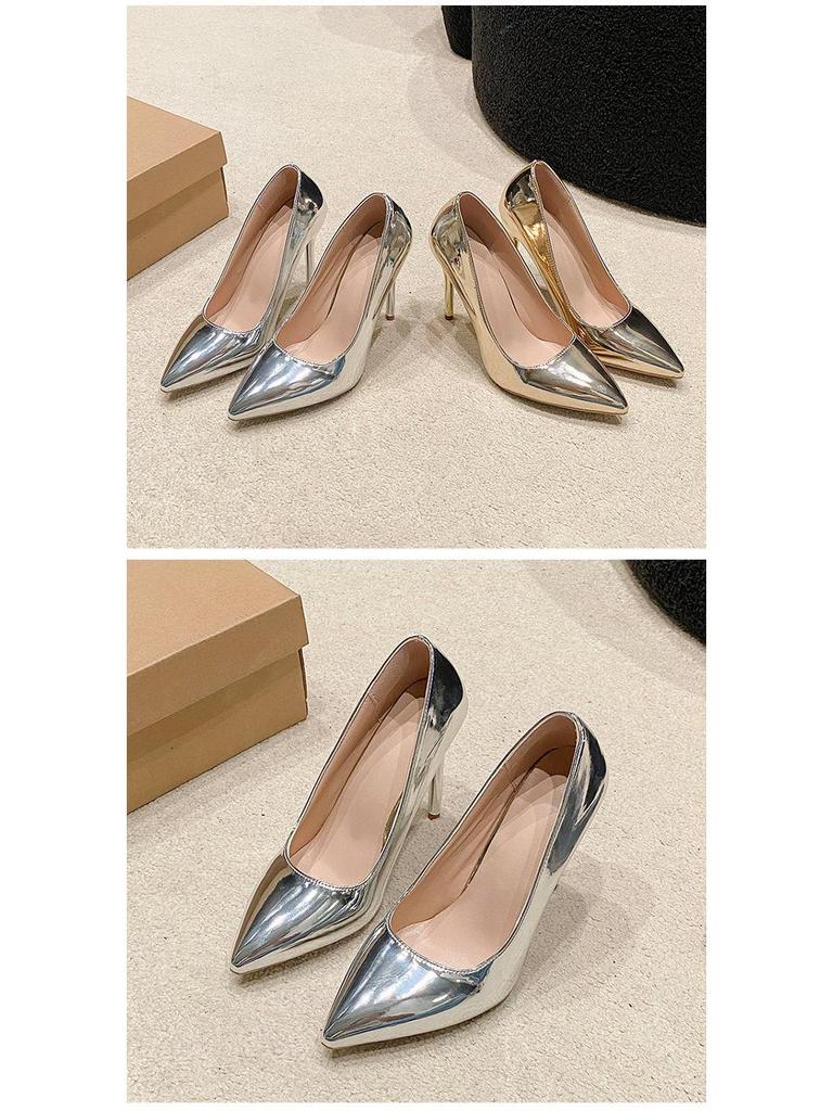 Women's 2024 Autumn Pointed Toe Stiletto Slip-On High Heels, Plus Size 42-43, Elegant Style