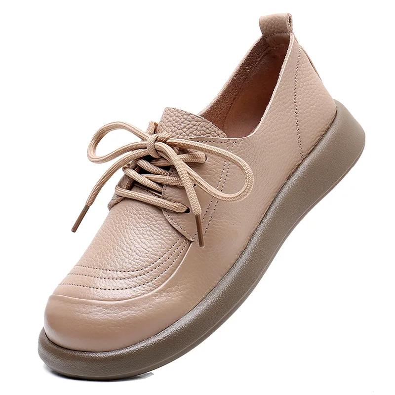 Retro Flat-bottomed Small White Shoes Women's Spring and Autumn Soft-soled Soft-faced Shoes with Plus Size Girl Shoes