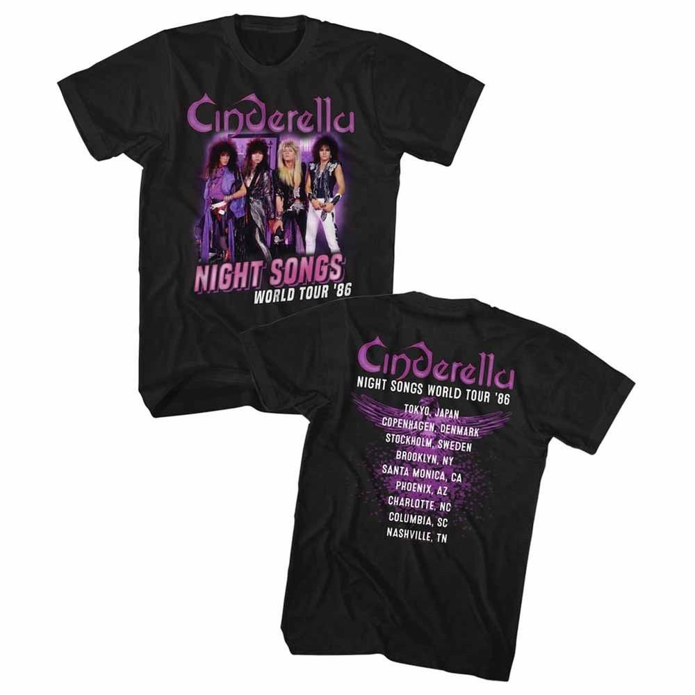 Cinderella Rock Band T-Shirt Night Songs Tour Front and Back Black Tee Unisex T-Shirt XXL