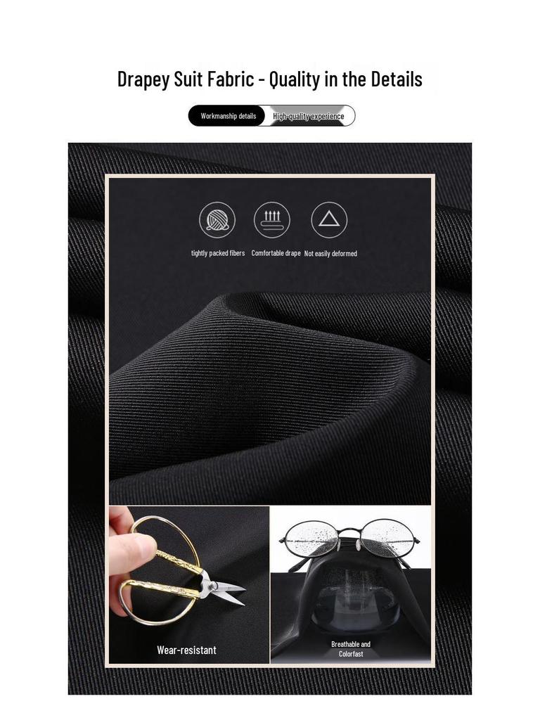 Women's 2025 High Waist Slim Fit Loose Draped Gray or Black Suit Pants for Spring and Autumn