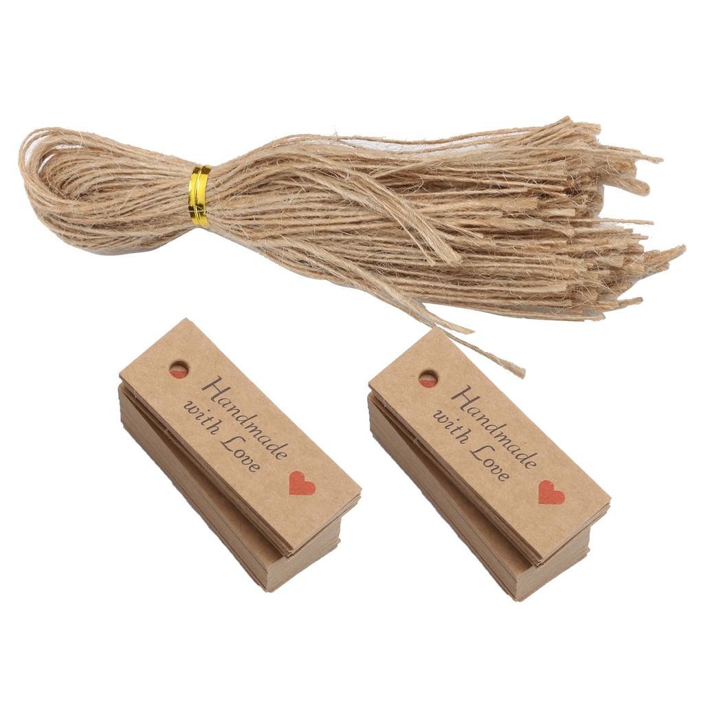 100Pcs Gift Tags Baking Gift Bag Kraft Paper Card Wedding Party Favors with Twine