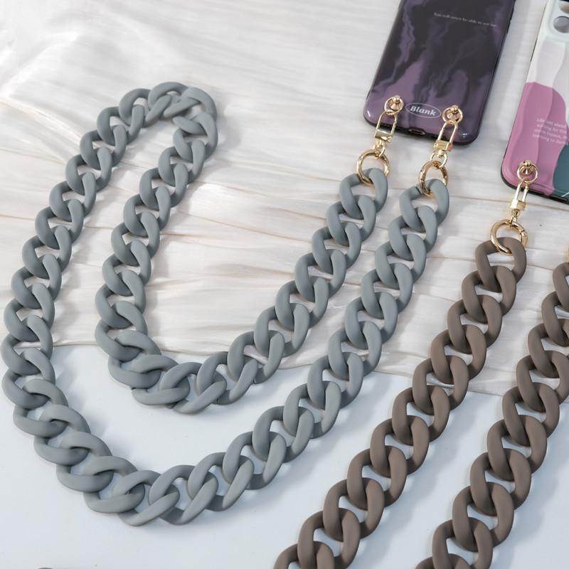 New Phone Accessory Detachable Parts Acrylic Matte Green Grey Chain Crossbody Pendant Cellphone Strap Phone Case Chains Shoulder Chain