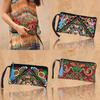 Ethnic Embroidered Long Wallet With Tassel Polyester Fabric Retro Style