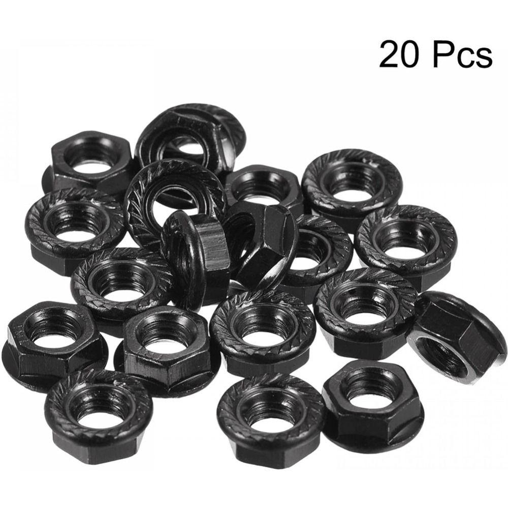 

20 шт. фланцевые гайки с черной оксидной отделкой M6 M10, контргайки для тяжелых условий эксплуатации с зубцами