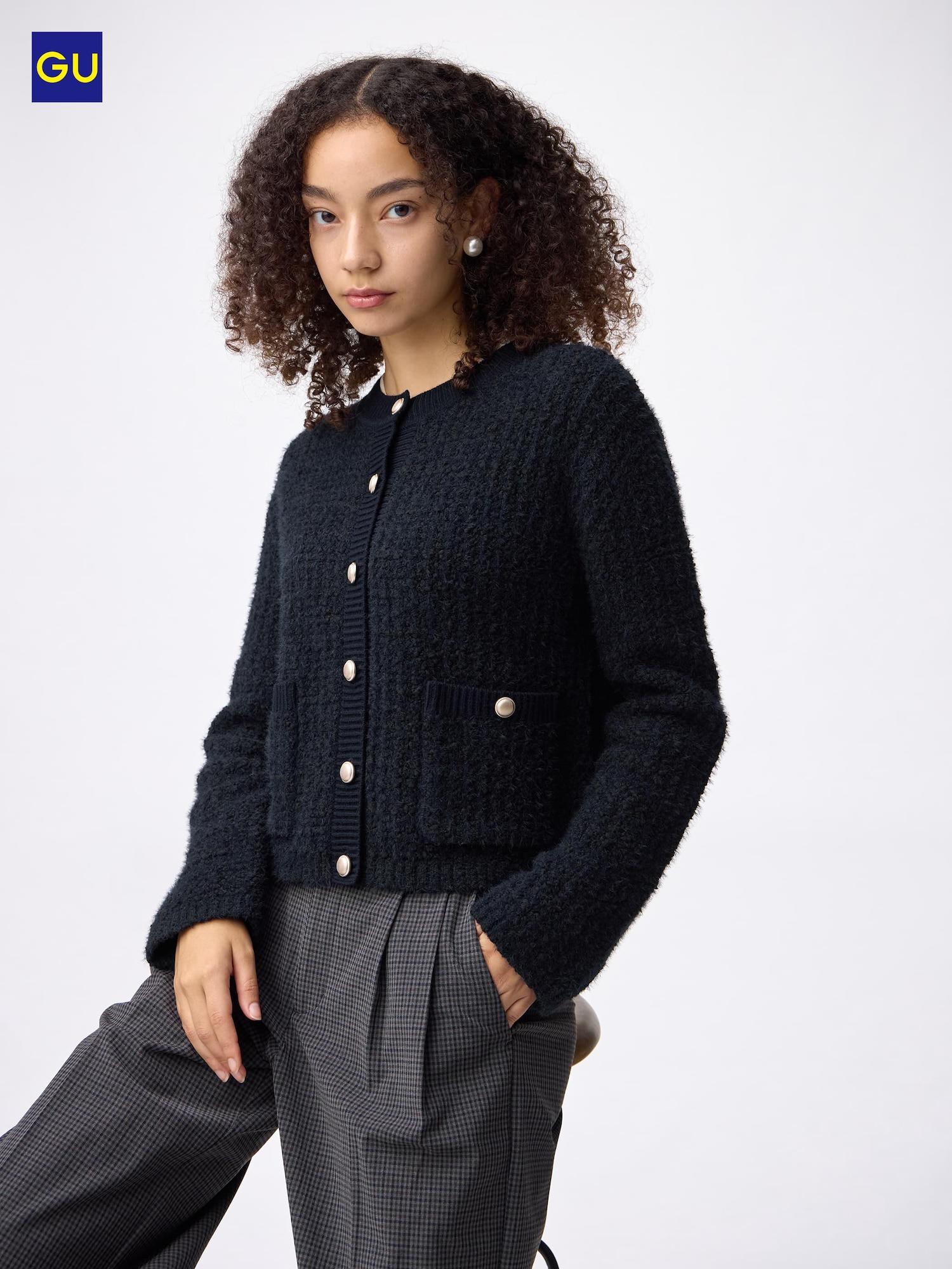 

Uniqlo Gu Tweed Knit Cardigan 69 NAVY/WOMEN L