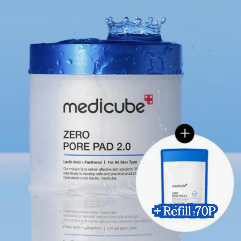 Medicube Zero Pore Pad 2.0 Pads Set(70P + Refill 70P) – Korean Exfoliating Toner Pads with Salicylic Acid, Lactic Acid & Centella