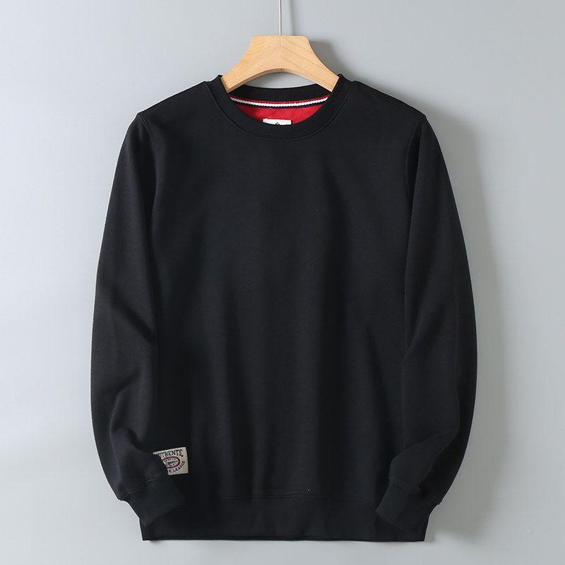 Men's Export Surplus Spring and Autumn Terry Cotton Crewneck Sweatshirt, Solid Color Casual Sports Long-Sleeve Top