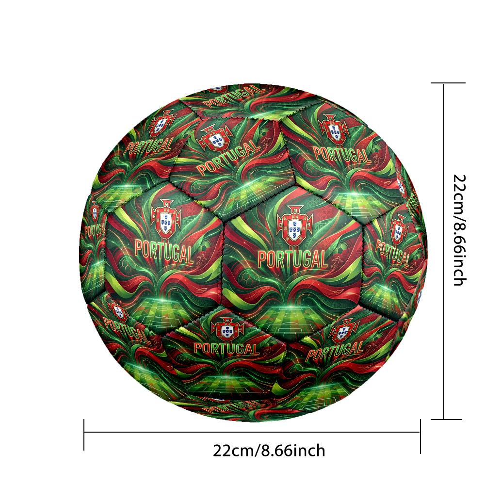 Portugal Football Printed Size 5 Soccer Ball Wear Resistant Standard Adult Training Football Fan Gift for Indoor Outdoor Match Sports