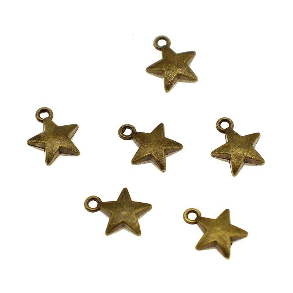 

40шт Маленькие Звездочки Подвески Античная Бронза Цвет Цинковый Сплав 8X7мм