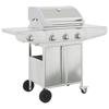 Gas Barbecue Grill with 4 Burners Silver Stainless Steel