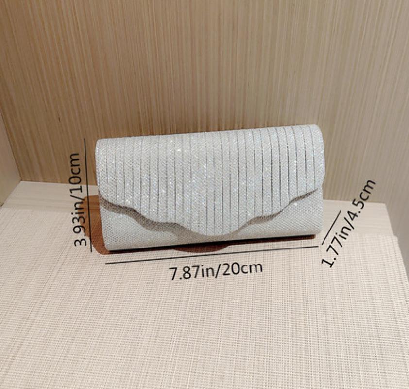Ladies Glitter Envelope Clutch Bag Fashion Delicate Shining Detachable Chain Crossbody Bags Underarm Shoulder Bag Trendy Handbag
