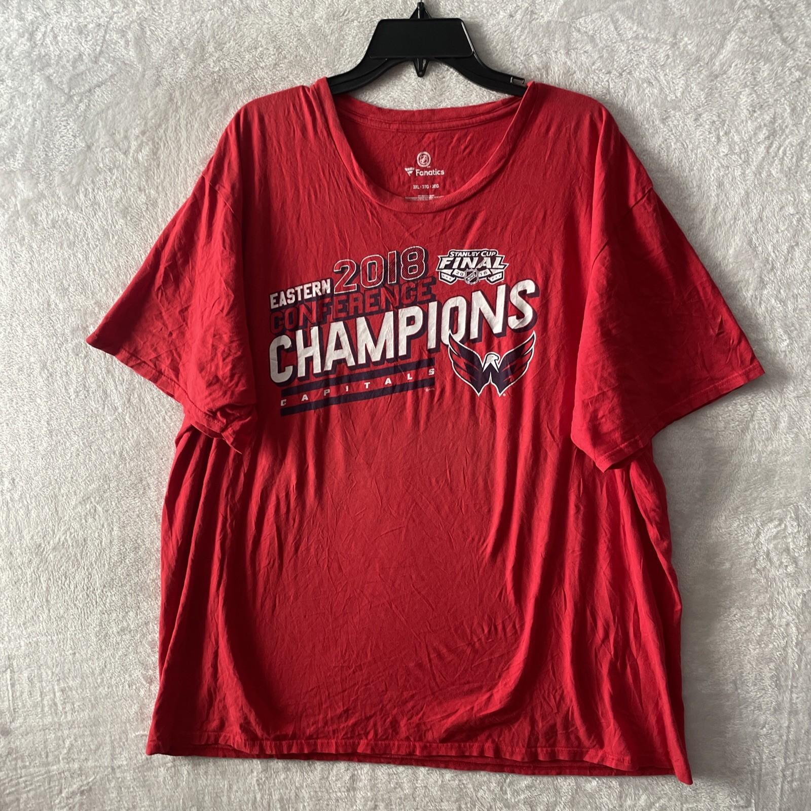 Мужская футболка Fanatics Красная с принтом 2XL Capitals НХЛ Хлопок Круглый вырез Короткий рукав S разноцветный