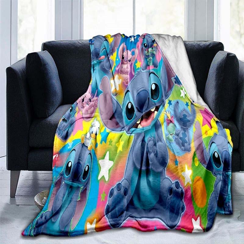 Blanket Bedding Love Seaside Stitch for Children and Adults Travel Cover Blanket Soft Bedspread Office Flannel Blanket