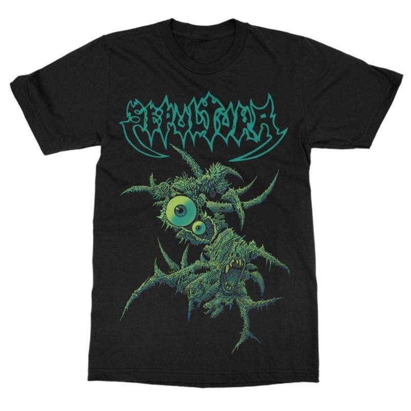 Rzadka Czarna i Chaotyczna Koszulka Rockowa Speed Metalowa Zespołu SEPULTURA z Krótkim Rękawem, Luźny Krój Amerykański, Od Międzynarodowej Marki Mody