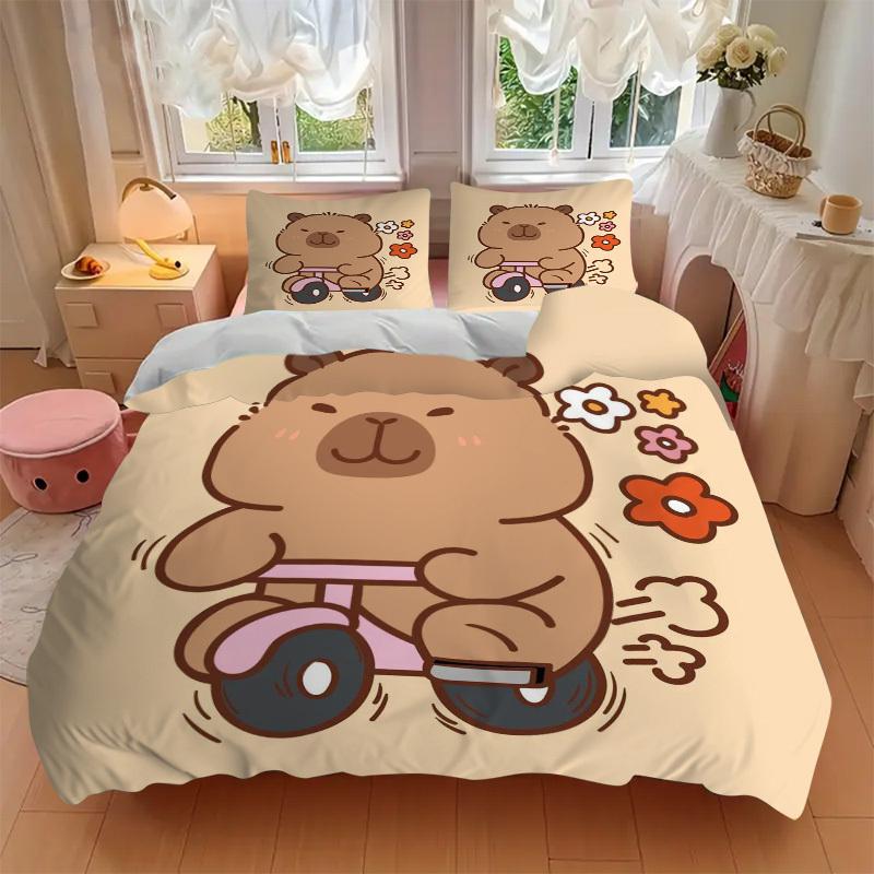 3pcs Anime Cartoon Bear Bedding Set - Includes One Quilt Cover and Two Pillowcases (No Core) - Home Decor, Festival Gift, Polyester Fabric -