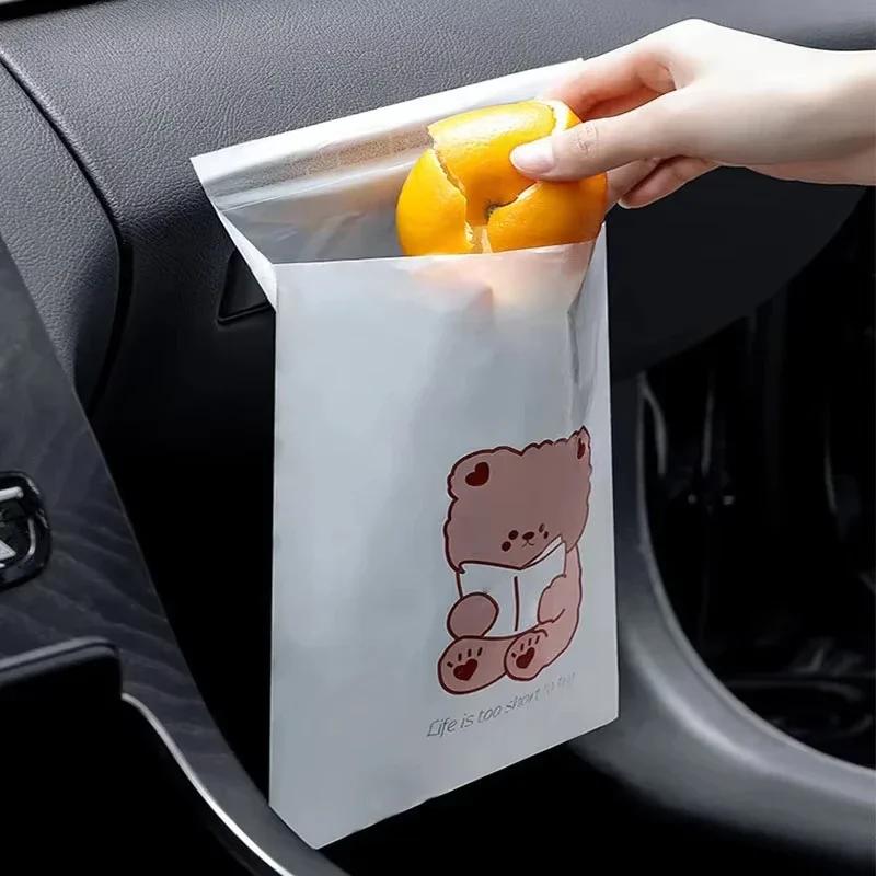 30Pcs 1 Pack Car Bin Bag Cleaning-Bags Can Pasted Portable Transparent-Bag Home Kitchen Office Disposable Bags Cartoon Pattern